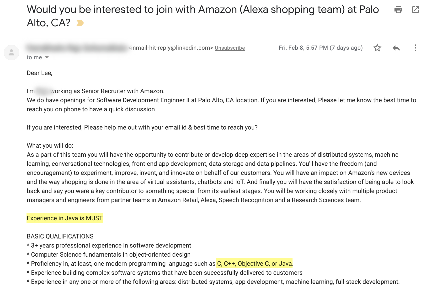 Amazon Recruiter